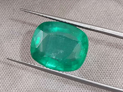 Natural Emerald 6.29ct Certified Cushion Cut Medium Deep Green Loose Gemstone