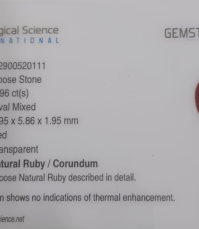 GSI Certified 0.96ct Mozambique Ruby, Natural Untreated Gemstone