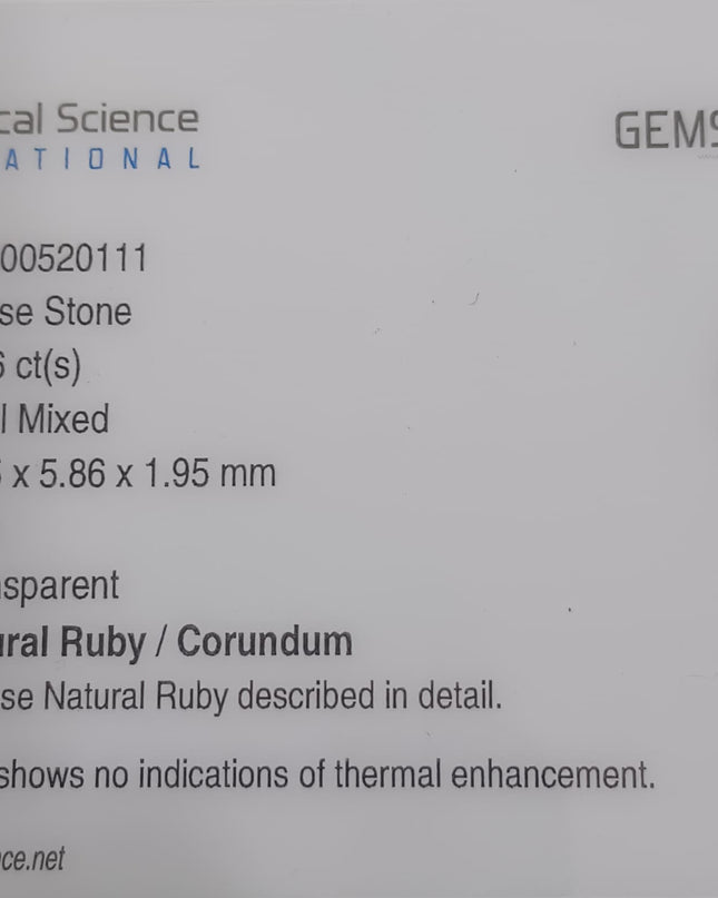 GSI Certified 0.96ct Mozambique Ruby, Natural Untreated Gemstone