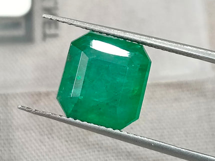 4.88ct Zambian Emerald, Certified Natural Medium Green Octagon Cut Loose Gemstone