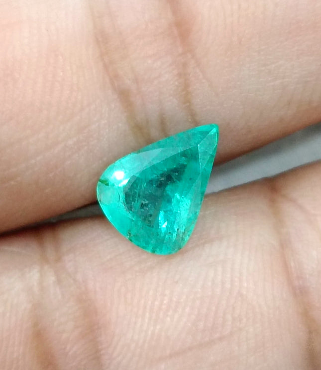 2.00ct Emerald Natural Pastel Green Pear Cut Zambian Loose Minor