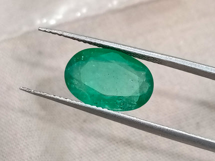 3.41ct Natural Emerald Medium Spring Green Zambian Oval Gemstone