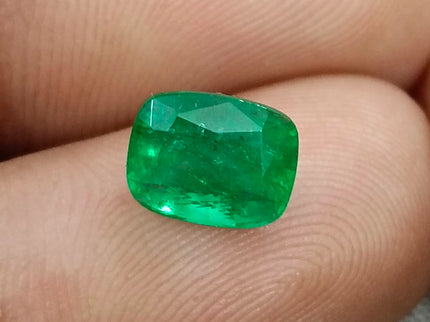 Panjshir Emerald 2.07ct Vivid Medium Deep Green Certified Natural Cushion Cut Loose Gemstone
