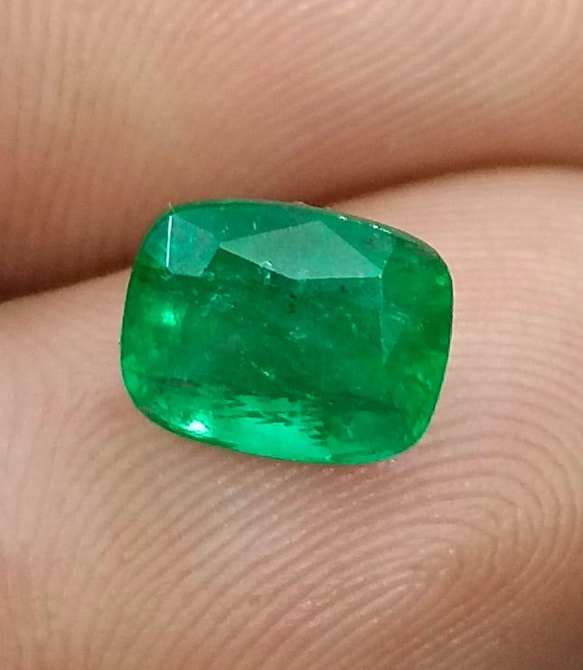 Panjshir Emerald 2.07ct Vivid Medium Deep Green Certified Natural Cushion Cut Loose Gemstone