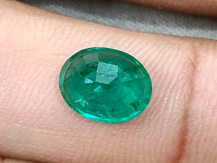 Zambian Emerald 2.67ct Certified Natural Deep Vivid Green Oval Cut Loose Gemstone