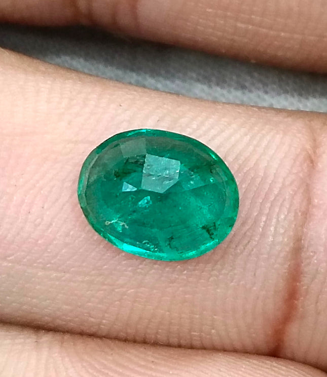 Zambian Emerald 2.67ct Certified Natural Deep Vivid Green Oval Cut Loose Gemstone