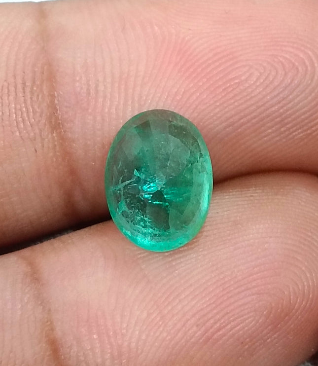 3.13ct Bright Sea Green Natural Emerald Zambia Minor Oiled Oval Cut SGL Certified Gemstone