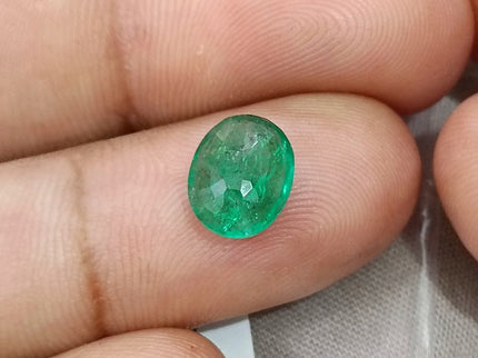 Emerald Natural Zambia 2.34ct SGL Certified Spring Green Color Oval Cut Loose Gemstone