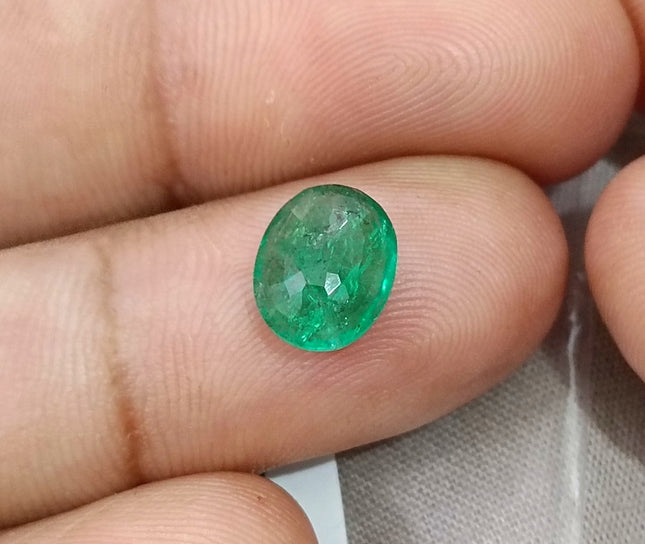 Emerald Natural Zambia 2.34ct SGL Certified Spring Green Color Oval Cut Loose Gemstone