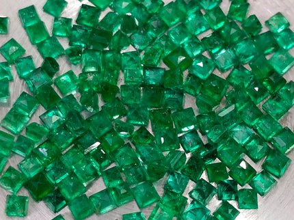 13.65ct Natural Panjshir Emerald Lot Calibrated Deep Vivid Green Princess Cut Gemstone