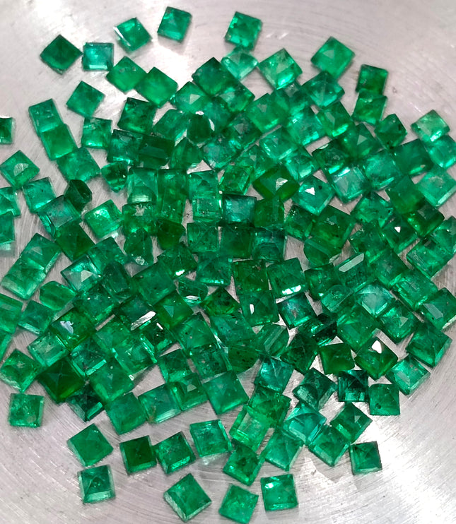 13.65ct Natural Panjshir Emerald Lot Calibrated Deep Vivid Green Princess Cut Gemstone