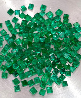 13.65ct Natural Panjshir Emerald Lot Calibrated Deep Vivid Green Princess Cut Gemstone