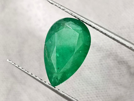 Zambian Emerald 3.05ct Natural Certified Deep Velvet Green Pear Cut Gemstone
