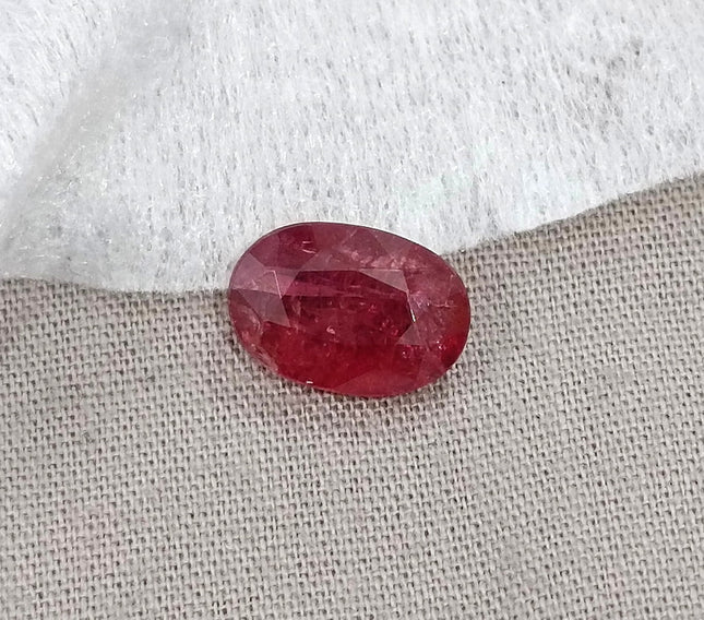 3.72ct Unheated Mozambique Ruby Natural SGL Certified Rasberry Red Oval Cut Loose Gemstone