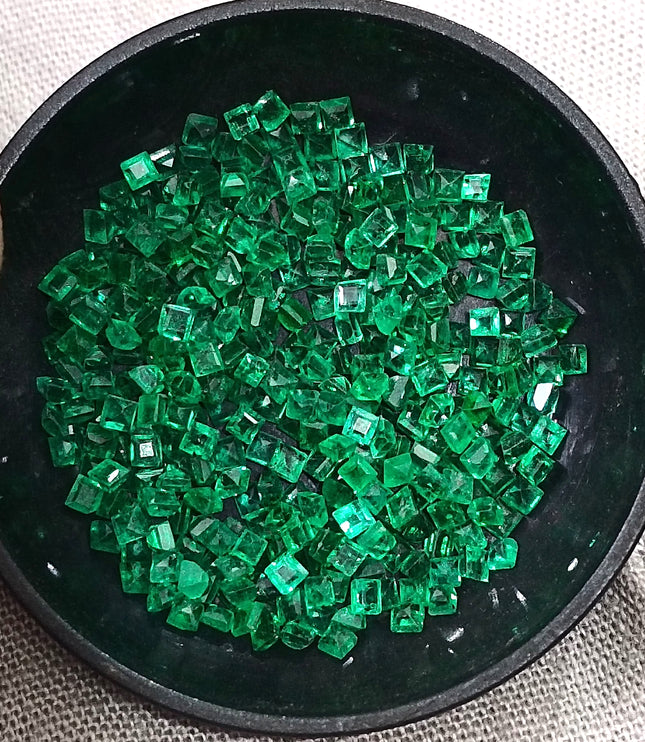 Calibrated Natural Emerald Lot 8.20ct Medium Deep Vivid Green Princess Cut Loose Stone