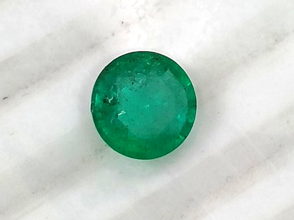 Zambian Emerald 1.00ct Certified Natural Medium Bright Shamrock Green Round Cut Gemstone