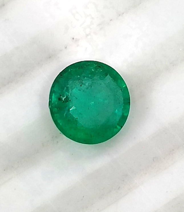 Zambian Emerald 1.00ct Certified Natural Medium Bright Shamrock Green Round Cut Gemstone