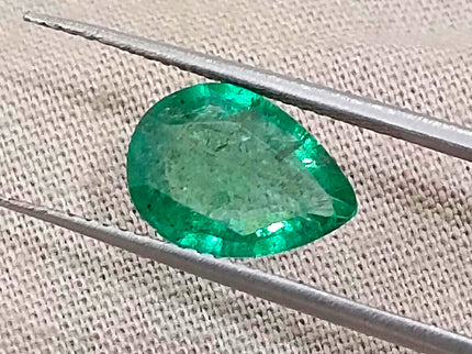 1.81ct Bright Green Zambian Emerald Natural Pear Cut Loose Gemstone