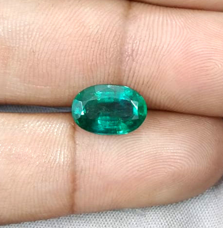 Certified 3.33ct Deep Green Zambian Emerald