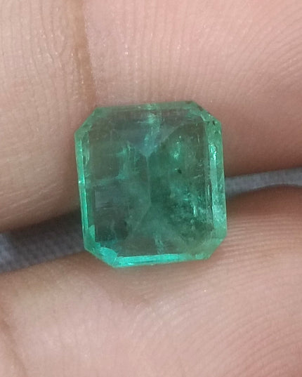 GSI Certified Medium Sea Green Zambian Emerald Minor Oiled Loose Gemstone