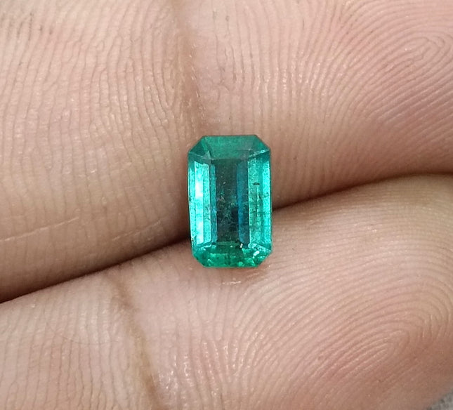 Zambian Emerald 1.32ct Natural SGL Certified Medium Bluish Green Octagon Cut Loose Gemstone Minor Oil