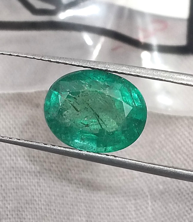 3.04ct Zambian Emerald, Forest Green Certified Natural Oval Cut Loose Gemstone