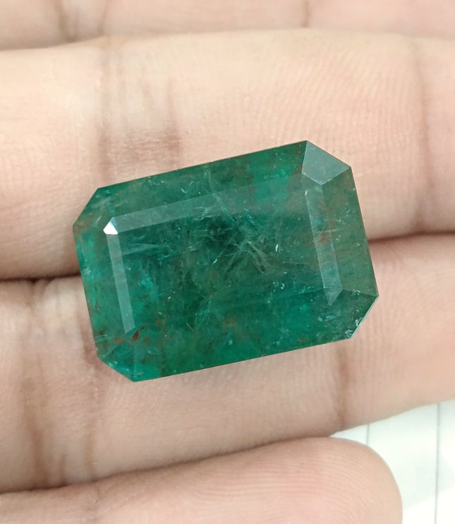 36.95ct Natural Emerald Deep Green Zambian Large Octagon Cut Loose Gemstone