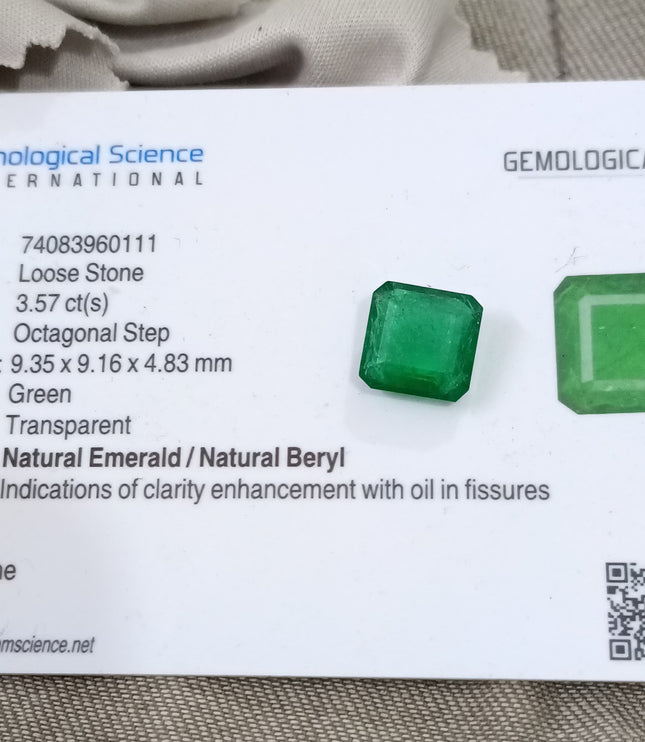 Natural Emerald 3.57ct Certified Deep Velvet Green Octagon Cut Loose Gemstone