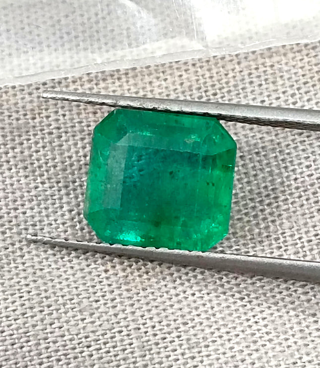 Zambian Emerald 3.13ct Certified Natural Medium Green Octagon Cut Loose Gemstone
