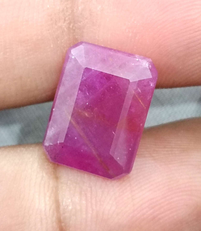 African Ruby 10.80ct Natural Certified Untreated Emerald Cut Loose Gemstone