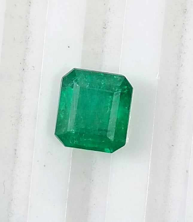 1.35ct Zambian Emerald, Natural Certified Deep Green Emerald cut Loose Stone