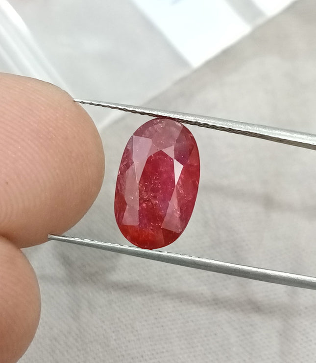 2.95ct Unheated Natural Mozambique Blood Red SGL Certified Ovsl Cut Gemstone