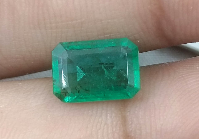 2.73ct GSI USA Certified Medium Deep Green Spring Green Zambian Emerald Minor Oiled Loose Gemstone