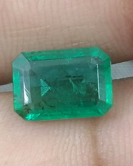 2.73ct GSI USA Certified Medium Deep Green Spring Green Zambian Emerald Minor Oiled Loose Gemstone