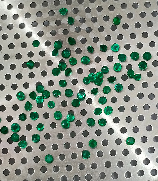 1.32ct Calibrated Panjshir Emerald Lot mm sizes Bright Spring Green Round Cut Loose Gemstones