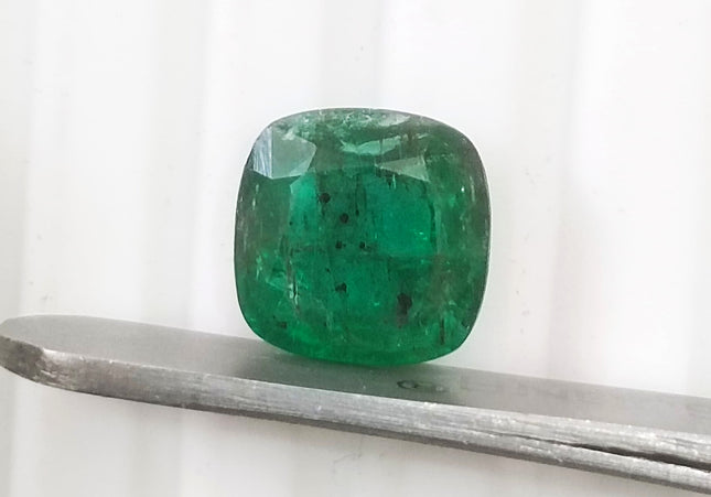 GSI Certified 3.38ct Deep Vivid Green Natural Emerald Minor Oiled Loose Gemstone