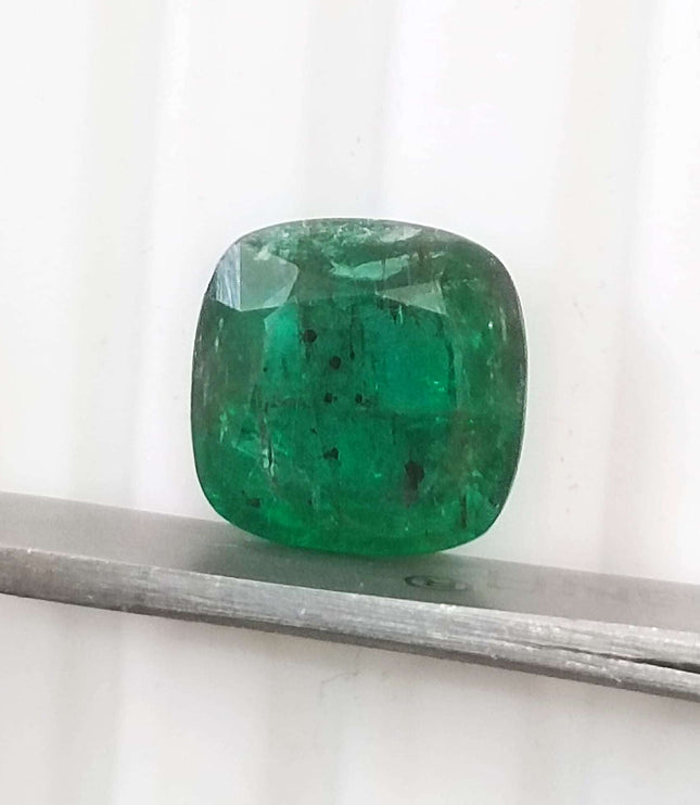 3.38ct Certified Zambian Emerald, Deep Vivid Green Gemstone.