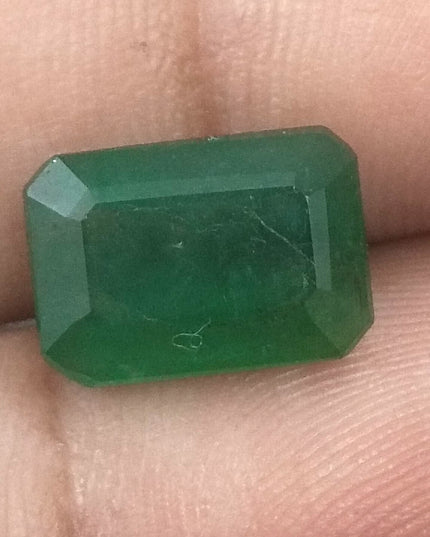 5.29ct Deep Green Emerald Cut Natural Zambian Emerald Moderately Clarity Enhanced Loose Gemstone