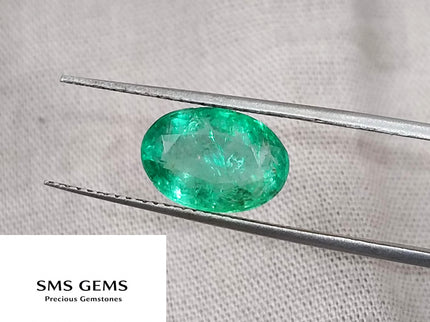 2.57ct Certified Natural Zambian Emerald Neon Green Oval Cut Loose Gemstone