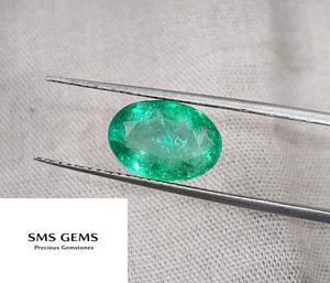 2.57ct Certified Natural Zambian Emerald Neon Green Oval Cut Loose Gemstone