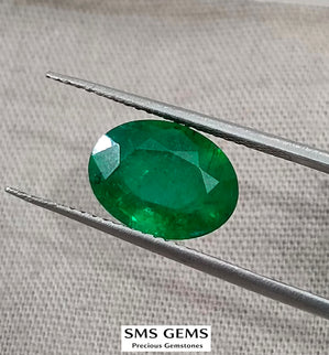 2.63ct Natural Emerald GSI Certified Top Vivid Green Zambian Oval Cut Gemstone