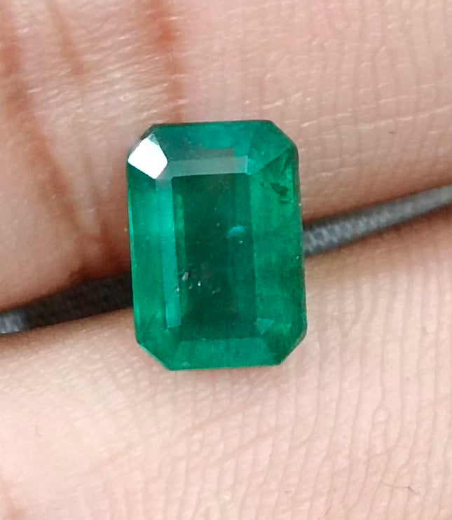 2.08ct Zambian Emerald, Natural Certified Deep Green Octagon Cut Gemstone