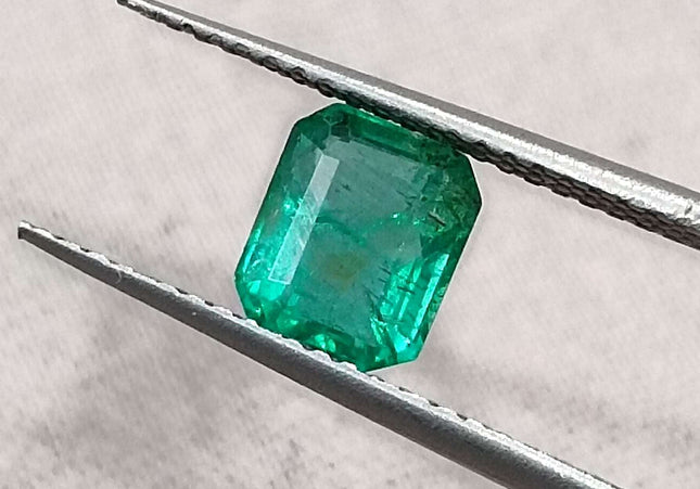 GSI Certified 1.29ct Medium Deep Green Zambian Emerald Minor Clarity Enhanced Loose Gemstone