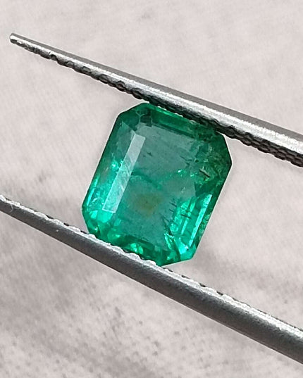 GSI Certified 1.29ct Medium Deep Green Zambian Emerald Minor Clarity Enhanced Loose Gemstone