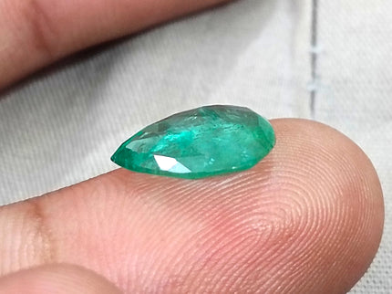 2.44ct Zambian Emerald Natural Medium Green Pear Cut SGL Certified Gemstone