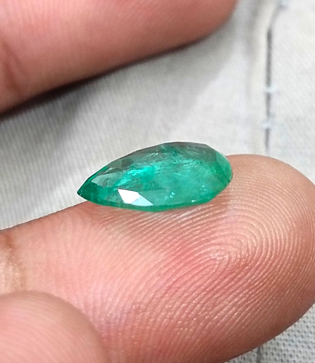 2.44ct Zambian Emerald Natural Medium Green Pear Cut SGL Certified Gemstone