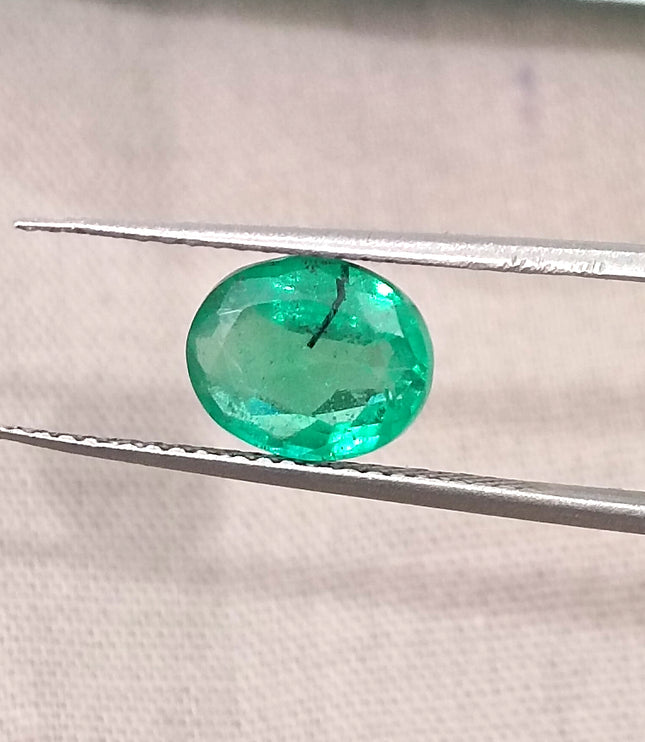 1.64ct Emerald Natural Zambia Vivid Medium Deep Green Oval Gemstone