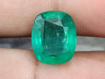 Natural Emerald 6.29ct Certified Cushion Cut Medium Deep Green Loose Gemstone