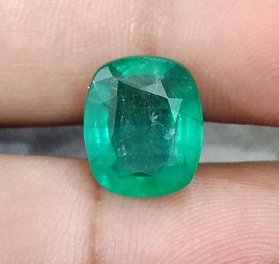 Natural Emerald 6.29ct Certified Cushion Cut Medium Deep Green Loose Gemstone