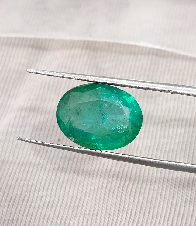 Natural Emerald 3.82ct Certified Zambian Medium Green Oval Cut Loose Stone